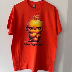 New handmade angry chicken orange Tshirt